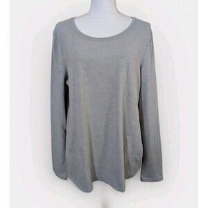 Kim Rogers Women’s L Gray Activewear Top Long Sleeve Jersey Knit Stretch